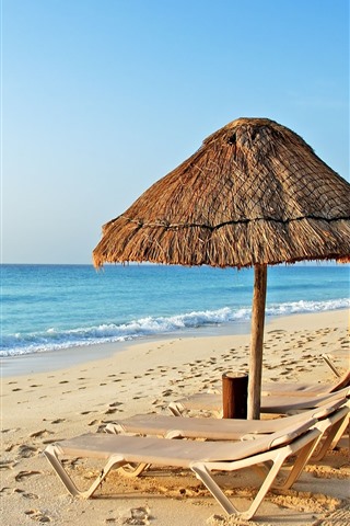 Tropical-sea-beach-chairs-umbrellas_iphone_320x480